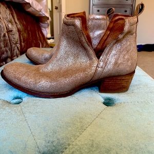 Metallic gold Diba True ankle boots